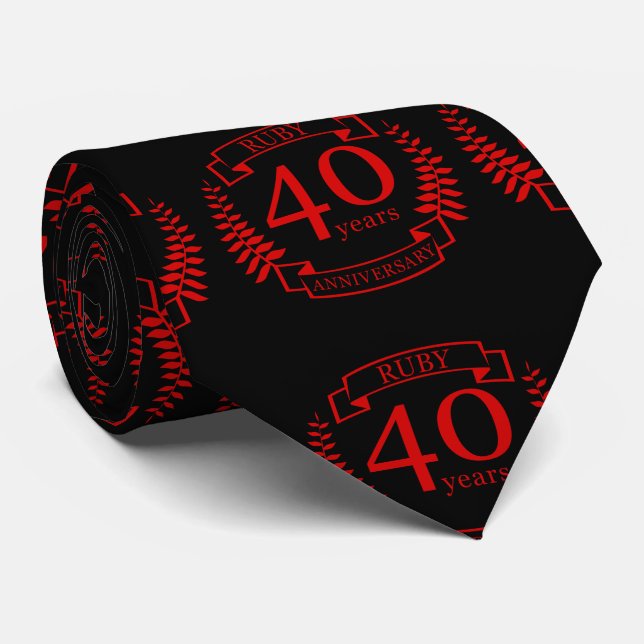 40th Wedding ANNIVERSARY RUBY Tie (Rolled)