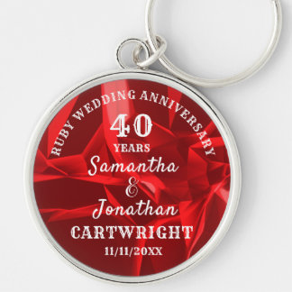 40th WEDDING ANNIVERSARY Ruby Wedding Editable Key Ring