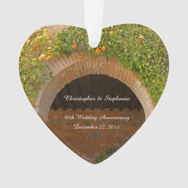 40th Wedding Anniversary Rustic Archway Oranges Ornament (Front)