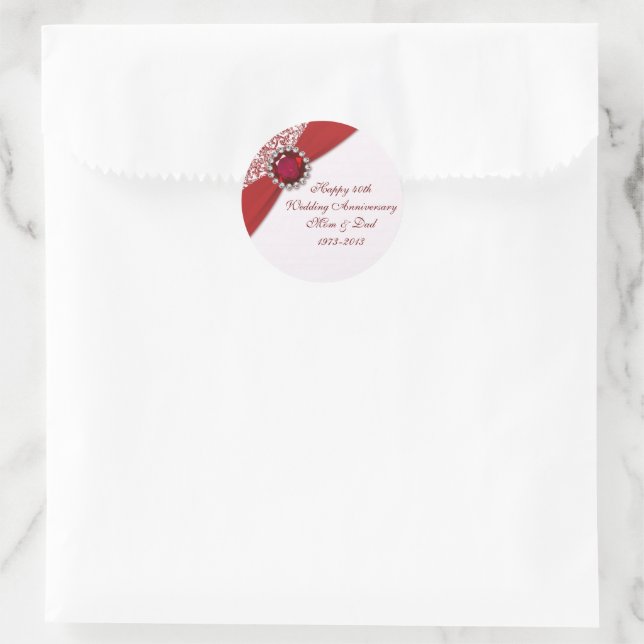 40th Wedding Anniversary Sticker (Bag)