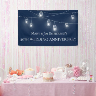 40th Wedding Anniversary - String Lights - Banner