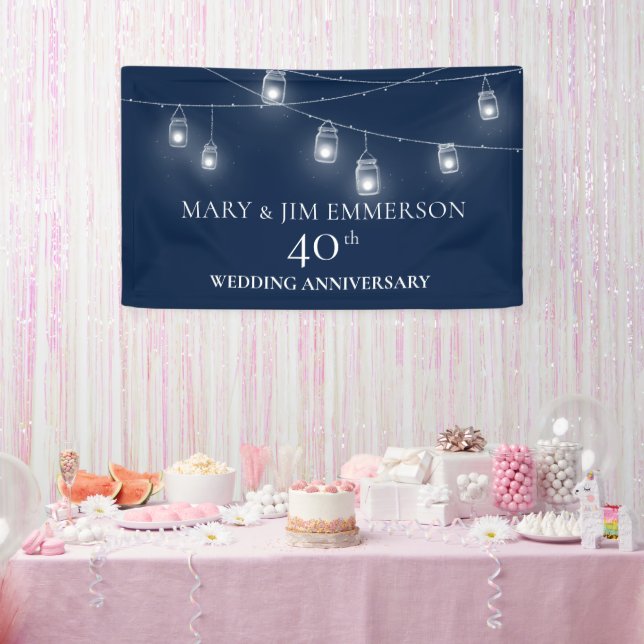 40th Wedding Anniversary - String Lights - Banner (Party)