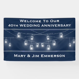 40th Wedding Anniversary String Lights  Banner
