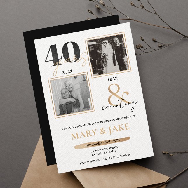 40th Wedding Anniversary Then & Now 40 years Invitation (Creator Uploaded)