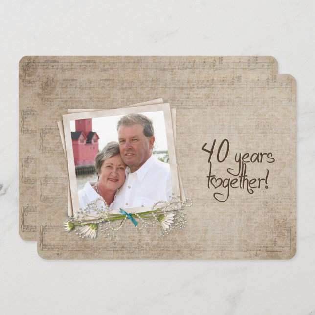 40th Wedding Anniversary Vow Renewal Invitation (Front/Back)