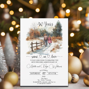 40th Wedding Anniversary Winter Landscape Romantic Invitation
