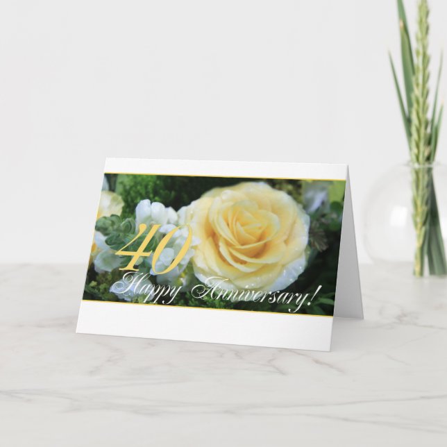 40th Wedding Anniversary - Yellow Rose Card (Front)