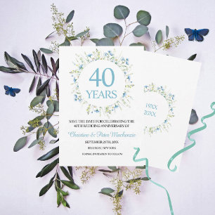 40th Wedding Blue Wildflowers Anniversary   Save The Date