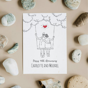 40th Wedding Ruby Anniversary Red Heart Swing Card