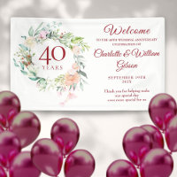 40th Wedding Ruby Anniversary Roses Floral Welcome