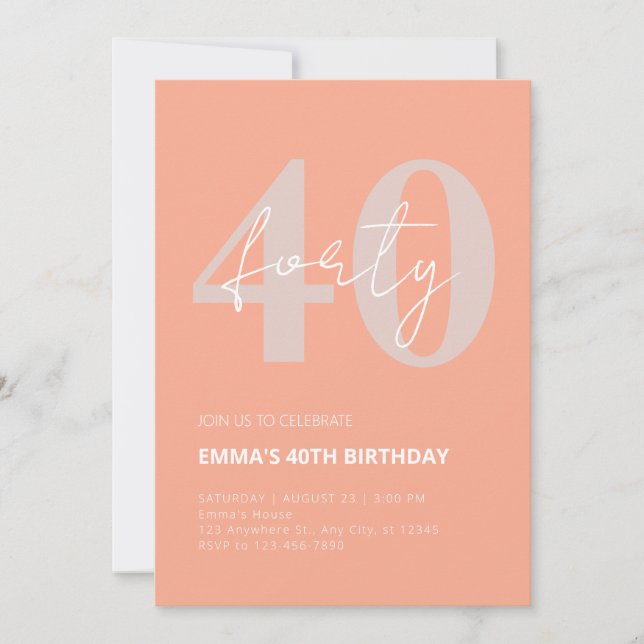 40th year celebration birthday invitation (Front)