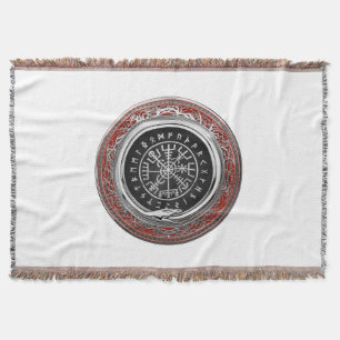 [410] Vegvisir - Viking Silver Magic Runic Compass Throw Blanket