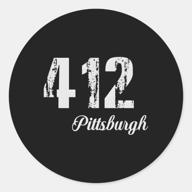 412 Pittsburgh Area Code Distressed Classic Round Sticker (Front)
