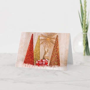 4149-Christmas Trees with Reindeer and Present Holiday Card