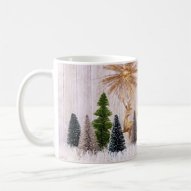 4149Glitter Trees with Deer and Snow Coffee Mug (Left)