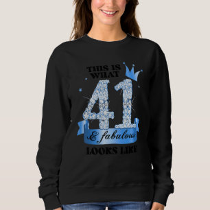 41 & Fabulous I Blue White Party Group Candid Phot Sweatshirt