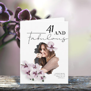 41 & Fabulous Orchid Photo Birthday Greeting Card
