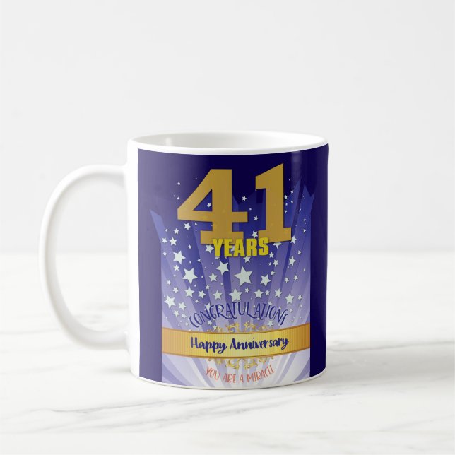 41 Year CUSTOM Recovery Anniversary Bold Numeral Coffee Mug (Left)
