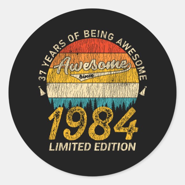 41 Year Old 1984 Retro Awesome 41st Birthday Gift Classic Round Sticker (Front)