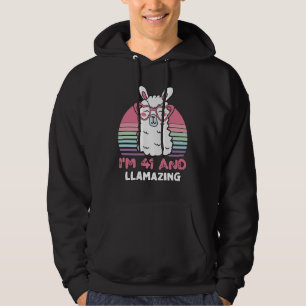41 Year Old Bday Llamazing 41st Birthday Llama Hoodie
