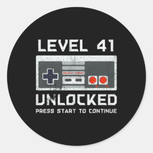 41 Year Old Forty-one Birthday Gift Level 41 Unloc Classic Round Sticker