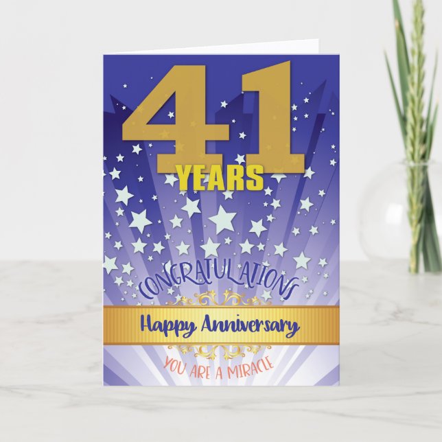 41 Year Recovery Anniversary Bold Numeral Card (Front)