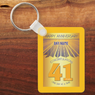 41 Year Sober Anniversary Golden Ray 12 Step Key Ring