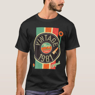 41 Years Birthday Man 1981 May Turntable Antique V T-Shirt