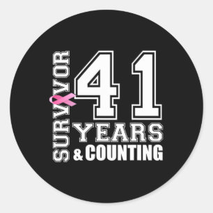 41 Years Breast Cancer Survivor Pink Ribbon Gifts Classic Round Sticker