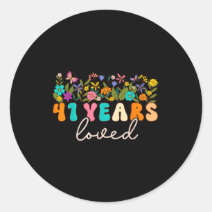 41 Years Loved Men Women 41 Years Old Groovy 41st Classic Round Sticker