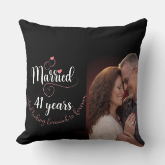 41 Years Married Anniversary  RomanticCouple Gift  Cushion