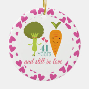 41st Anniversary Cute Couples Ornament