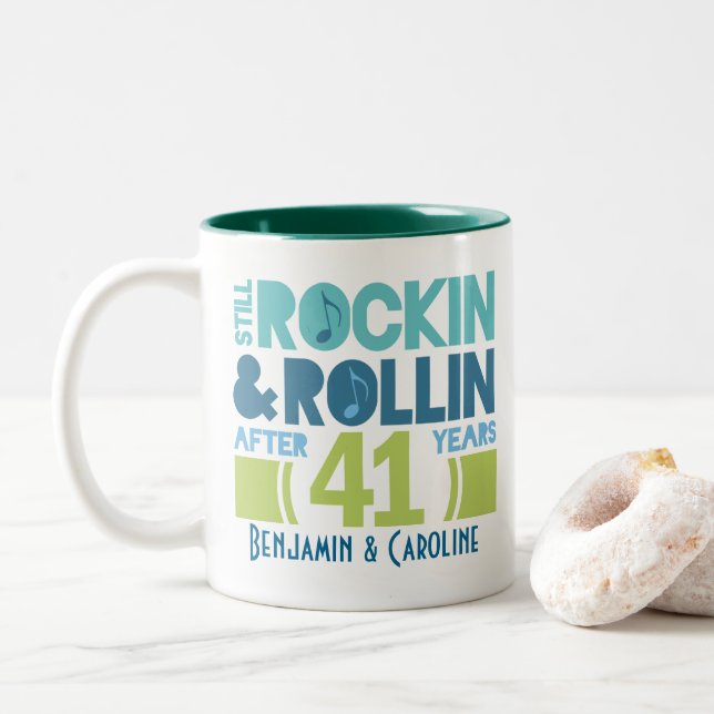 41st Anniversary Personalised Mug Gift (With Donut)
