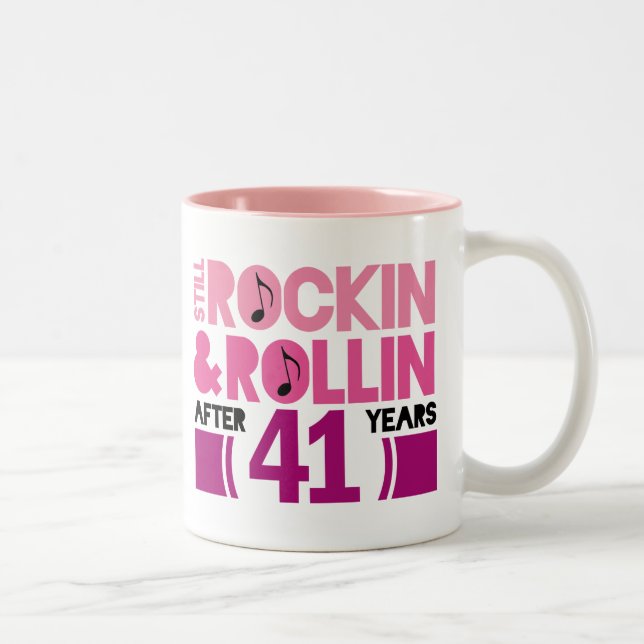 41st Anniversary Wedding Gift Two-Tone Coffee Mug (Right)