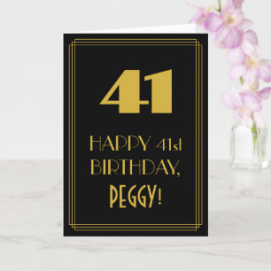 41st Birthday – Art Deco Inspired Look "41" & Name Card