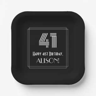 41st Birthday — Art Deco Inspired Look “41” Paper Plate