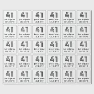 41st Birthday: Art Deco Inspired Style "41" + Name Wrapping Paper