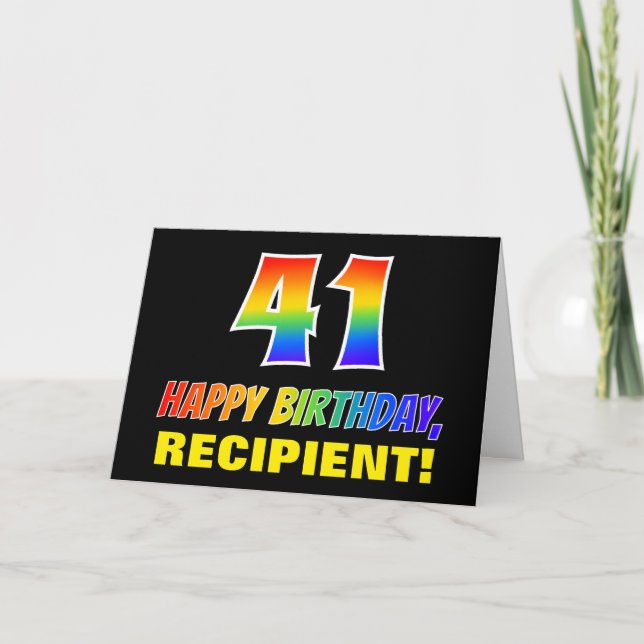 41st Birthday: Bold, Fun, Simple, Rainbow 41 Card (Front)