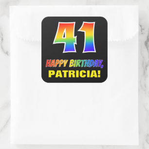 41st Birthday: Bold, Fun, Simple, Rainbow 41 Square Sticker