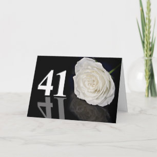 41st Birthday Card with a classic white rose