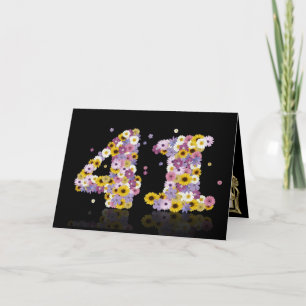 41st birthday card with flowery letters