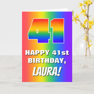 41st Birthday: Colorful, Fun Rainbow Pattern # 41 Card