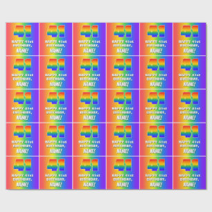 41st Birthday: Colourful, Fun Rainbow Pattern # 41 Wrapping Paper