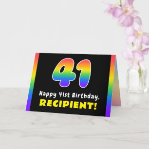 41st Birthday: Colourful Rainbow # 41, Custom Name Card