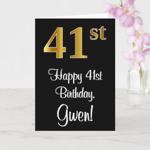 41st Birthday ~ Elegant Luxurious Faux Gold Look # Card