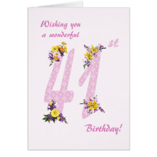 41st Birthday Flower Decorated Numbers