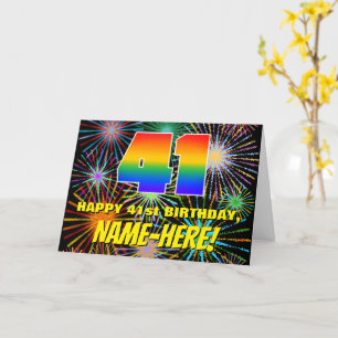 41st Birthday: Fun, Colourful Celebratory Firework Card