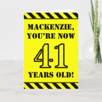 41st Birthday: Fun Stencil Style Text, Custom Name