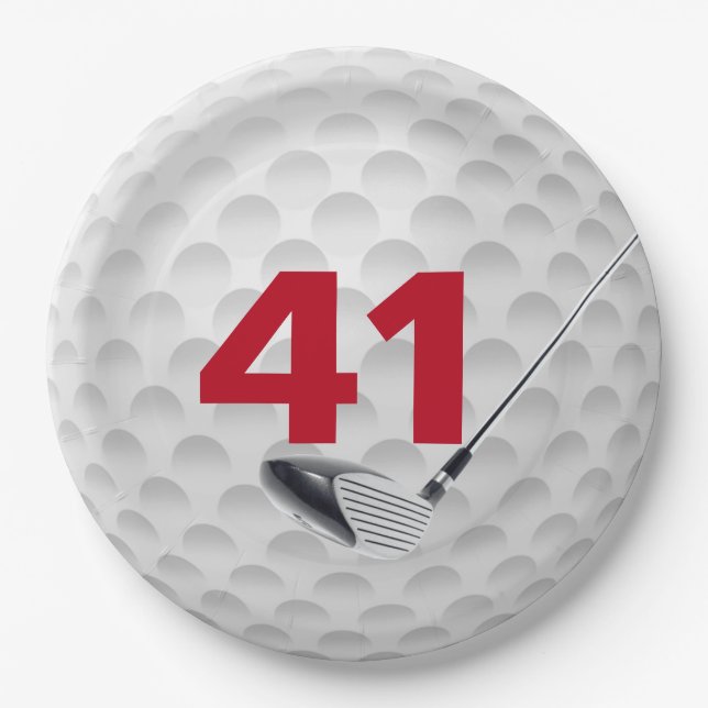 41st Birthday Golf Ball Design  Paper Plate (Front)