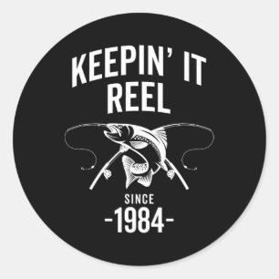 41st Birthday Keepin It Reel Since 1984 Fishing Fi Classic Round Sticker
